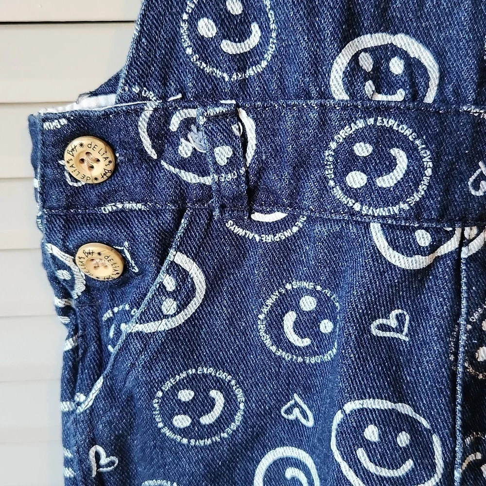 Delia's Baby Smiley Face Denim Overalls